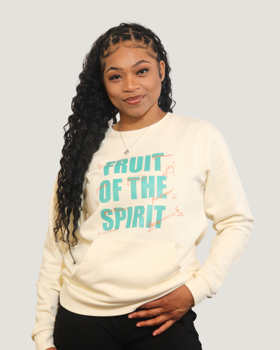 Long sleeved Fruit of the Spirit Crew with pockets